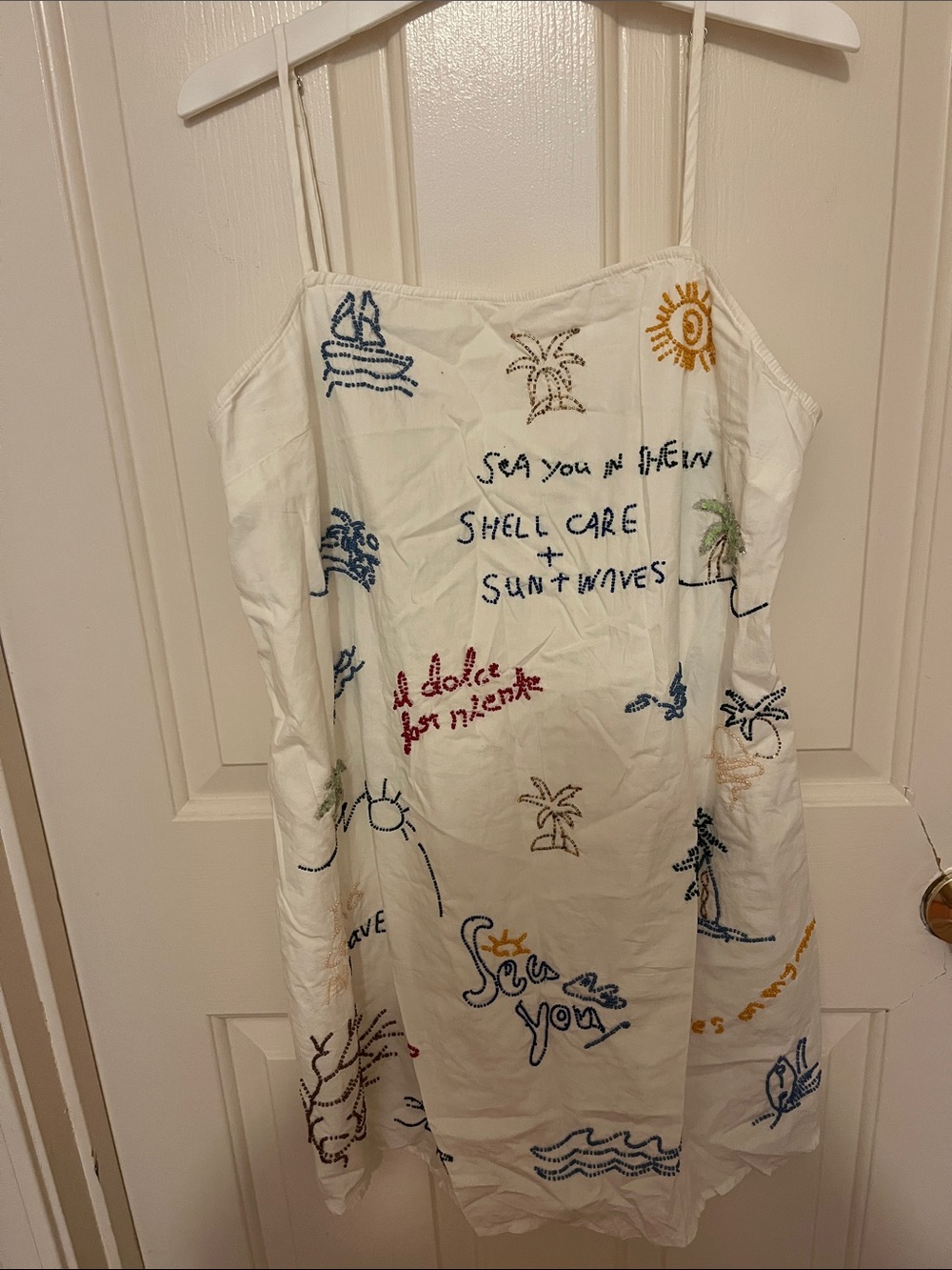 Anthropologie White Embroidered Mini Sundress
